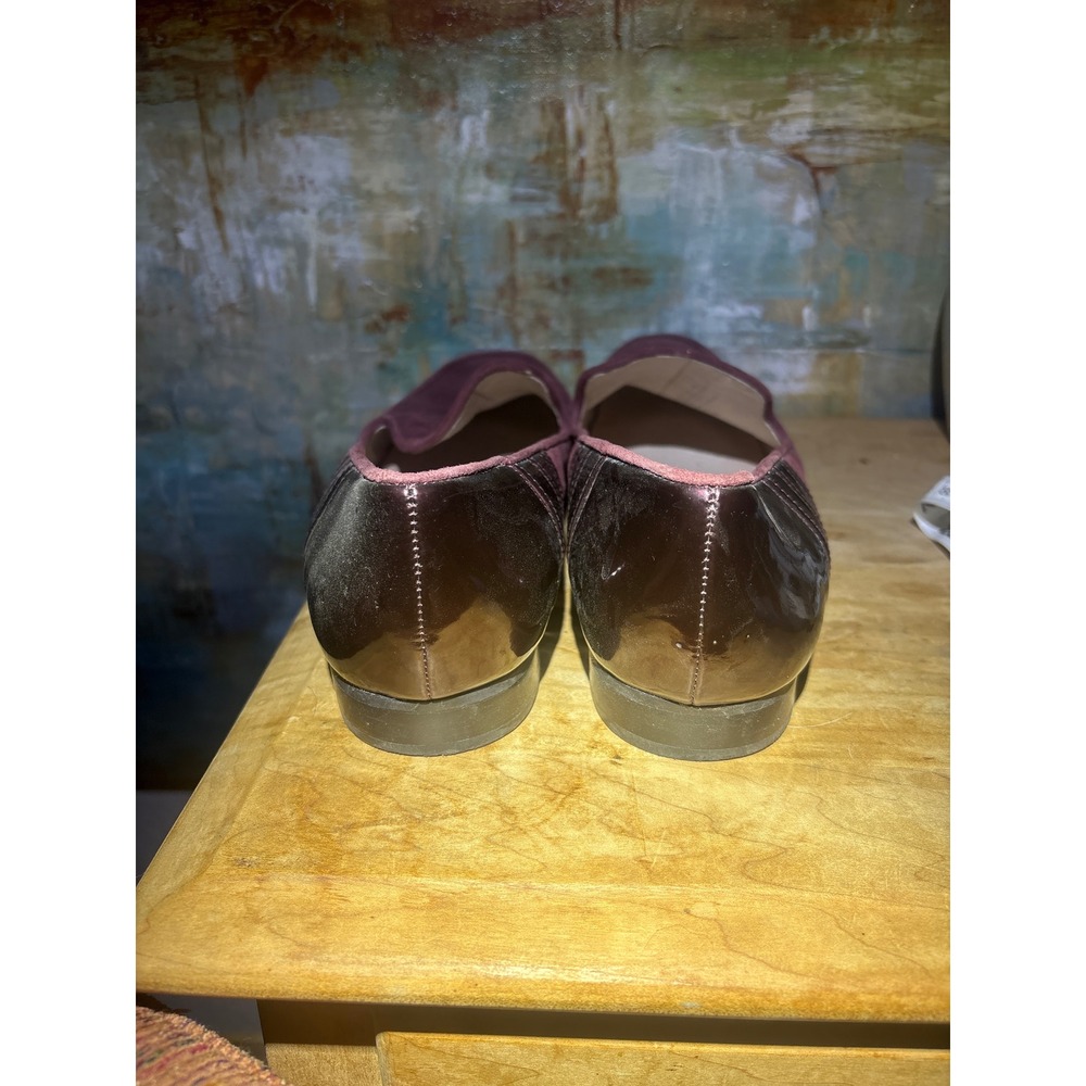 Karl Lagerfeld Paris Womens Plum Suede Patent Leather Smoking Loafers Size 9 M - Picture 4 of 8
